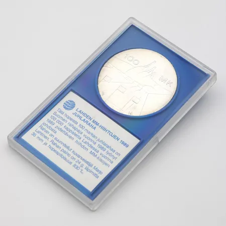 Juhlaraha, Lahti MM 1989, nimellisarvo 100mk, 830, Paino: 24 g