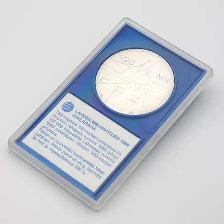 Juhlaraha, Lahti MM 1989, nimellisarvo 100mk, 830, Paino: 24 g