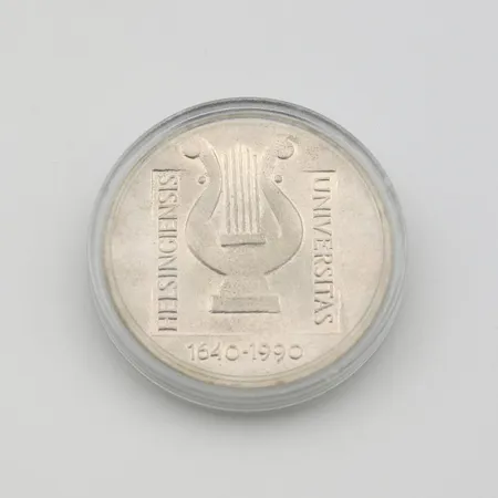 Juhlaraha, Helsingin yliopisto 1640-1990, nimellisarvo 100mk, 830 Paino: 24,1 g