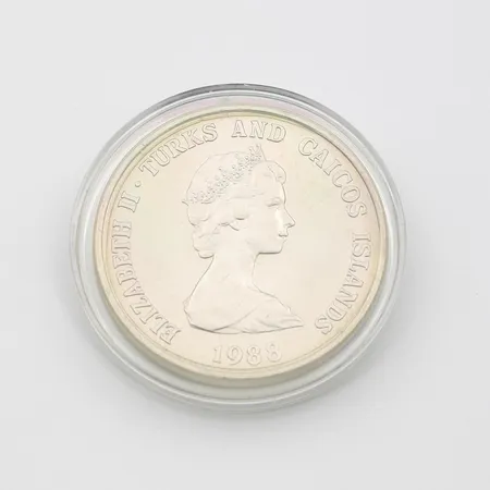 Juhlaraha, 1 crown, 25th Anniversary of the World Wildlife Fund 1988, Turks- ja Caicossaaret, 925,   Paino: 28,5 g