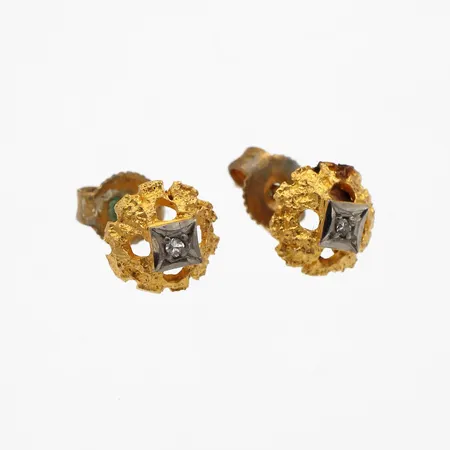 Timanttikorvakorut 2xn.0.01ct, Ø 7,5mm, taustat metallia, 585br,  Paino: 1,2 g