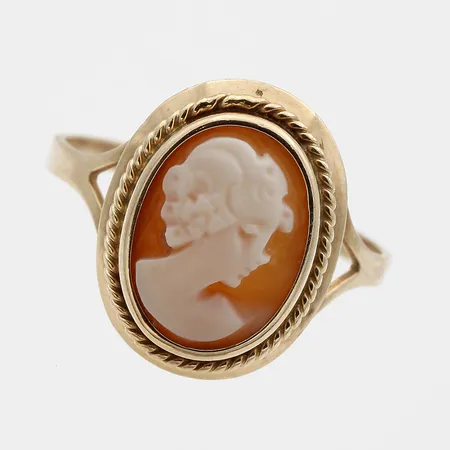 Camee-sormus, koko 16¾, 585br,  Paino: 1,8 g