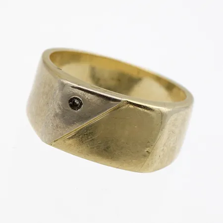 Timanttikantasormus 1xn.0.01ct, käytön jälkiä ja kulumaa, koko 18½, 585,  Paino: 6,2 g