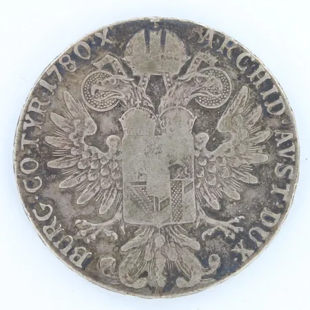 Hopearha,  1 Thaler - Maria Theresia (Vienna) 1780 , 833h,  Paino: 27,9 g
