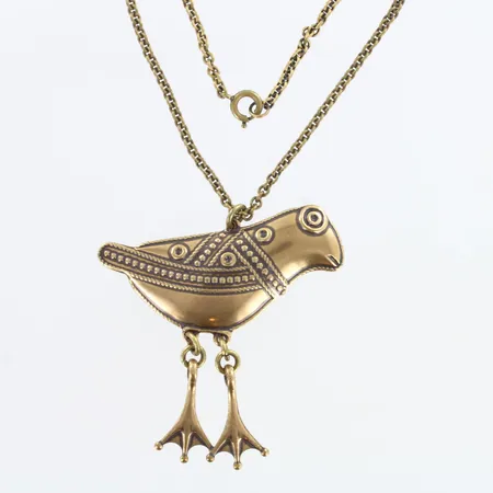 Kaulakoru, Kalevala Koru, Hattulan Lintu, ketjun pituus 79cm, riipuksen korkeus 60mm, pronssia