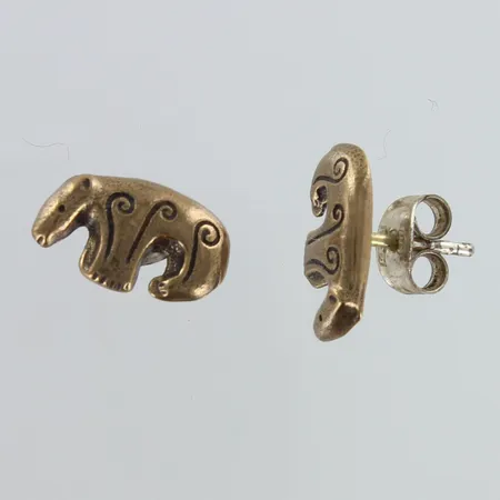 Korvakorut Kalevala Koru, Kalevan karhu, tapit ja taustat hopea 925, pronssia, korkeus 7mm, 