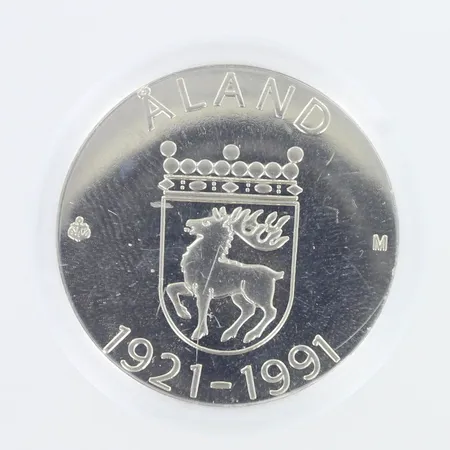 Juhlaraha, Åland 1921-1991, nimellisarvo 100mk, 925,    Paino: 24,3 g