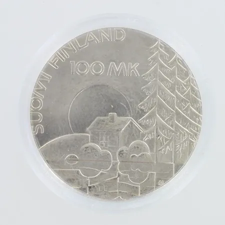 Juhlaraha, Sotainvalidien Veljesliitto 50 vuotta, 1990, nimellisarvo 100mk, 830,   Paino: 24,9 g