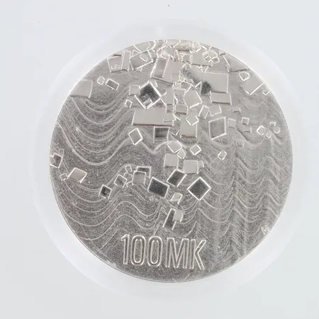 Juhlaraha Itsenäinen Suomi 75 vuotta, 1917-1992, nimellisarvo 100mk, 925,   Paino: 24,2 g