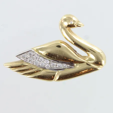 Rintaneula timanteilla 12xn.0.02-0.03ct, leveys 34mm, 585, Paino: 6,4 g