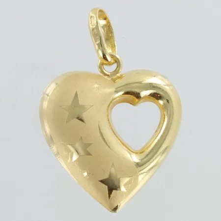 Sydän-riipus, korkeus 30mm, 585, Paino: 2,5 g