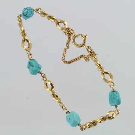 Rannekoru kivillä, pituus 175mm, käytön jälkiä, 750br,  Paino: 6,8 g