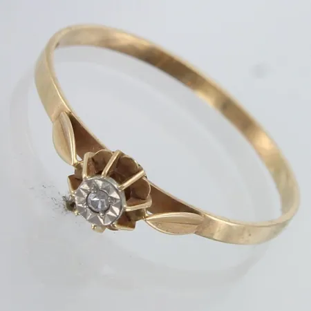 Timanttisormus 1xn.0.005ct, kaiverrettu, koko 19½, 585,  Paino: 1,3 g