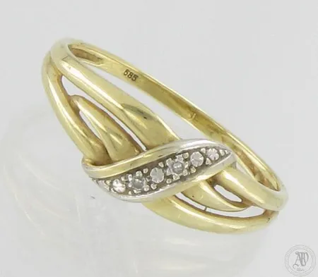 Timanttisormus 2xn.0.005ct, koko 16¾, 585,  Paino: 1,5 g