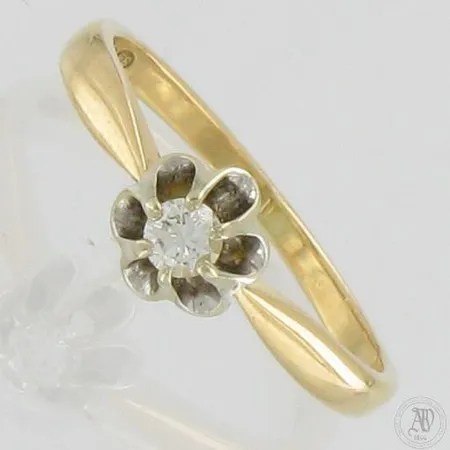 Timanttisormus 1xn.0.09ct, koko 16¾, 750,  Paino: 1,9 g