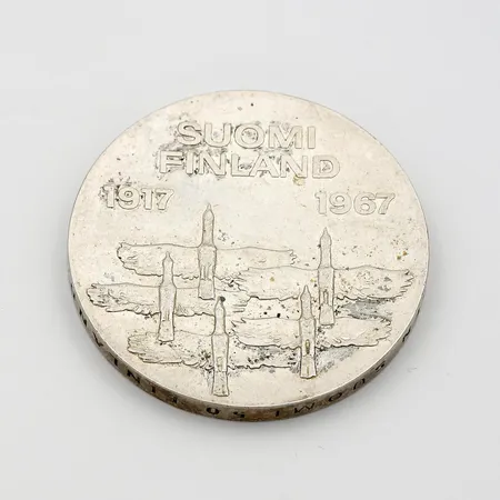 Juhlaraha, Suomen itsenäisyyden kunniaksi 1917-1967, nimellisarvo 10mk, 900, Paino: 24 g