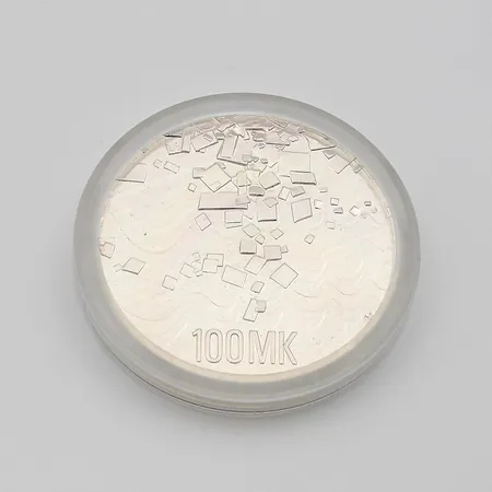 Juhlaraha, Itsenäinen Suomi 75 vuotta 1917-1992, nimellisarvo 100mk, 925, Paino: 24,2 g
