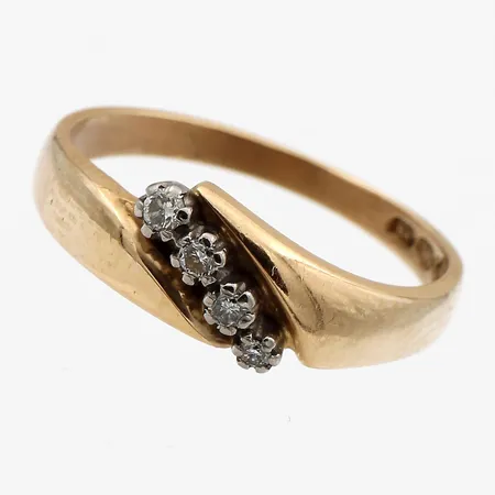 Timanttisormus 3xn.0.02ct 1xn.0.01ct, koko 16¼, 585,  Paino: 2,1 g