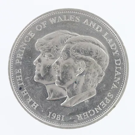 Hopearaha,  25 New Pence - Elizabeth II (Royal Wedding) , 1981, 925,   Paino: 28,3 g