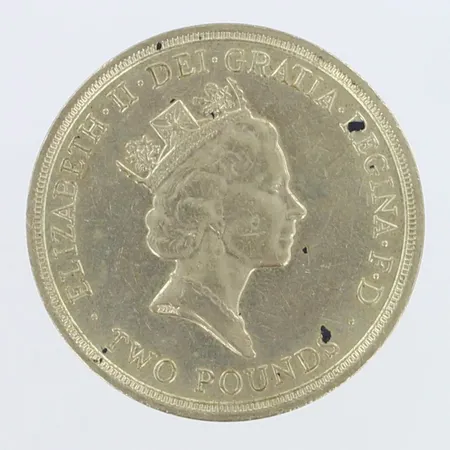 Hopearaha, 2 Pounds - Elizabeth II ,1986, 500h,  Paino: 15,9 g