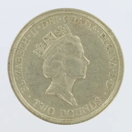 Hopearaha,  2 Pounds - Elizabeth II ,1986, 500h,   Paino: 16 g