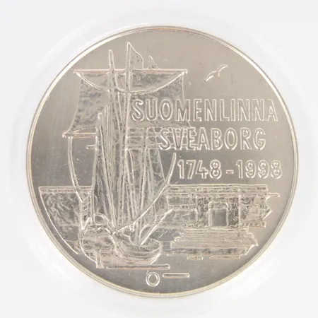 Juhlaraha Suomenlinna 250-vuotta, nimellisarvo 100mk, 925, Paino: 22,3 g