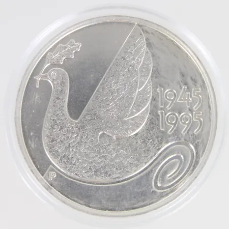 Juhlaraha YK 50 vuotta, 1945-1995, nimellisarvo 100mk, 925, Paino: 24,3 g