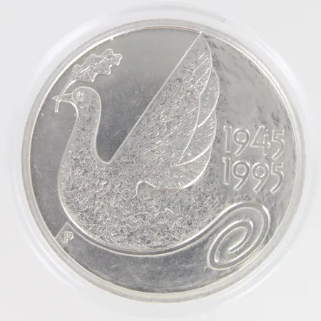 Juhlaraha YK 50 vuotta, 1945-1995, nimellisarvo 100mk, 925, Paino: 24,1 g