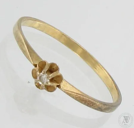 Timanttisormus 1xn.0.02ct (8/8-hiontainen), koko 17, 585,  Paino: 0,9 g