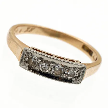 Timanttisormus 4xn.0.07ct vanhahiontaisia, koko 17, 585,  Paino: 2,8 g