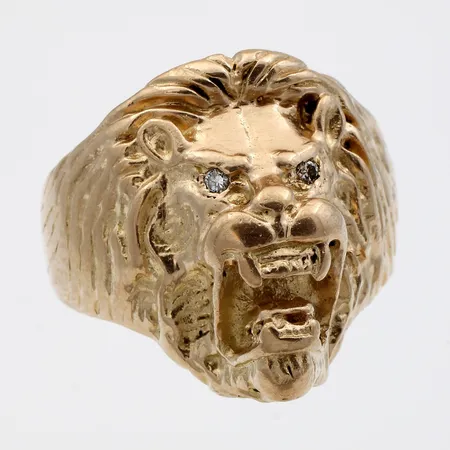 Leijonanpää-sormus timanteilla 2xn.0.005ct, koko 20, 585,  Paino: 20,8 g