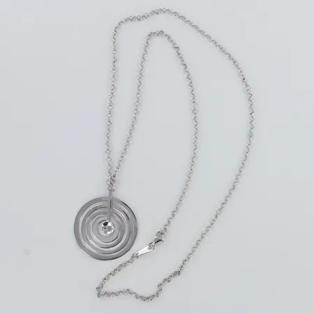 Kaulakoru, desgin Tapio Wirkkala, riipuksen korkeus 43mm, ketjun pituus 59cm, 925,  Paino: 9,8 g