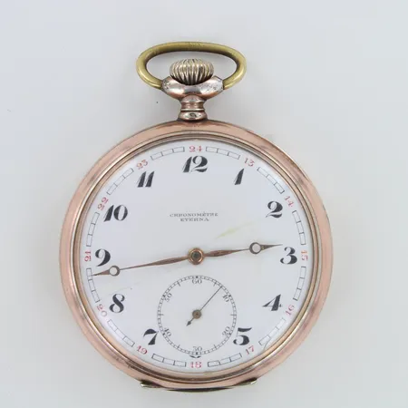 Hopeinentaskukello Eterna Chronometer, kaiverrettu, käytön jälkiä, Ø53.5mm, 800br,  Paino: 93,4 g