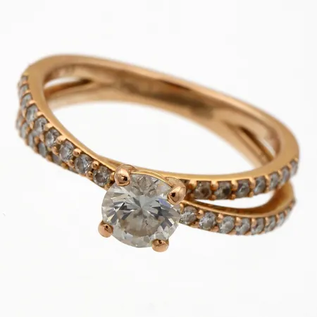 Timanttisormus 1xn.0.50ct 36xn.0.01ct, koko 16, 750, Paino: 3,4 g