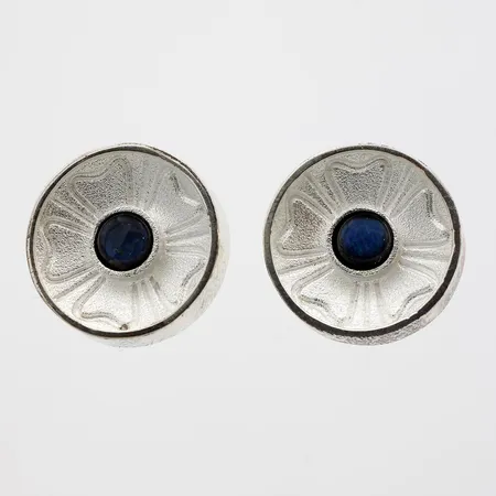 Spektroliittikorvakorut, Kalevala Koru, Ruusu, design Kirsti Doukas, Ø 16,4mm, 925br,  Paino: 7,5 g