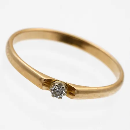 Timanttisormus 1xn.0.03ct, koko 15¾, 585,  Paino: 1,1 g