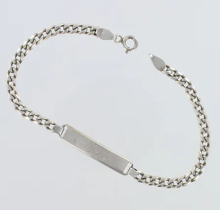 Panssariranneketju laatalla, kaiverrettu, pituus 195mm, 925,  Paino: 8,7 g