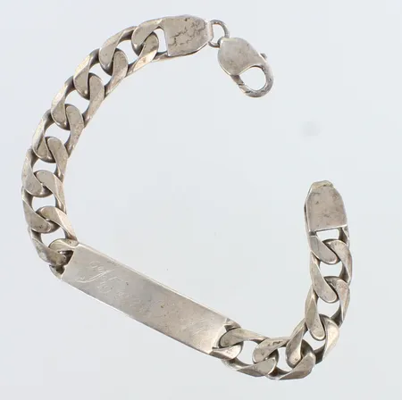 Panssariranneketju laatalla, kaiverrettu, pituus 210mm, leveys 10,5mm, 925,  Paino: 55 g