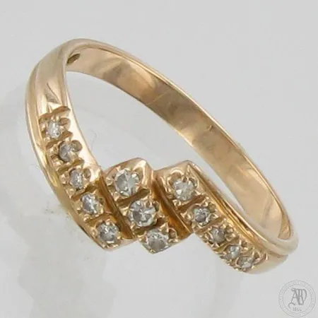 Timanttisormus 10xn.0.01ct 3xn.0.02ct, koko 17¼, 585,  Paino: 2,1 g