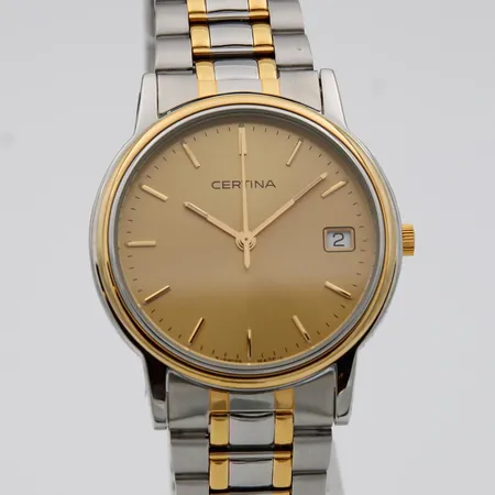 Teräsrannekello Certina quartz, rungon Ø 34mm, hihnan pituus 210mm, paristo loppu.
