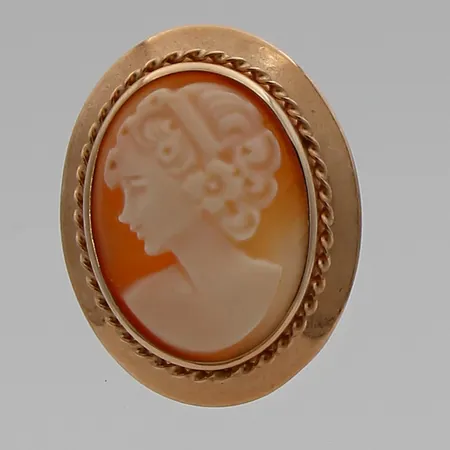 Camee-rintaneula riipuslenkullä, korkeus 27mm, 585br,  Paino: 3,2 g