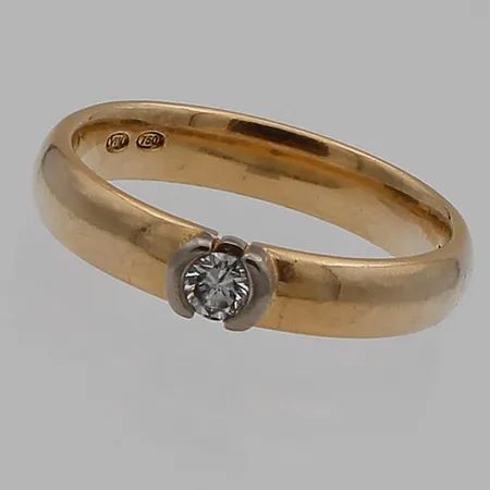 Timanttisormus 1xn.0.13ct,koko 17½, 750,  Paino: 5 g
