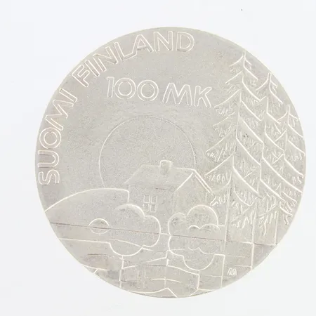 Juhlaraha, Sotainvalidien Veljesliitto 50 vuotta, 1990, nimellisarvo 100mk, 830,   Paino: 24,5 g