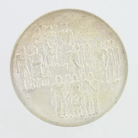 Juhlaraha, Itsenäinen Suomi 60 vuotta 1917-1977, nimellisarvo 10mk, 500,   Paino: 21,7 g