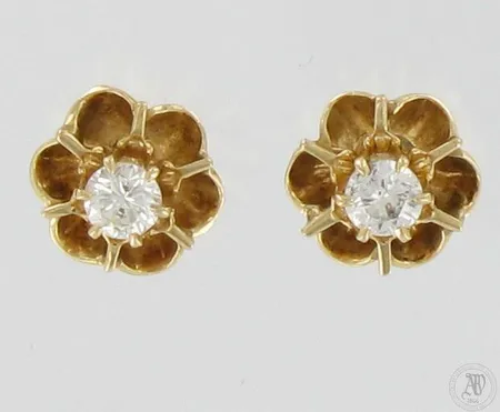 Timanttikorvanapit 2xn.0.30ct, Ø 11mm, korkeus 18mm, kierrelukko, 585,  Paino: 2,5 g