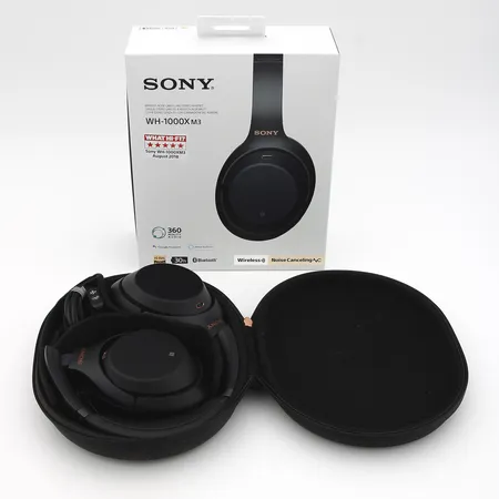 Sony WH-1000XM3 -Bluetooth-vastamelukuulokkeet, laatikko, kotelo ja kuitti