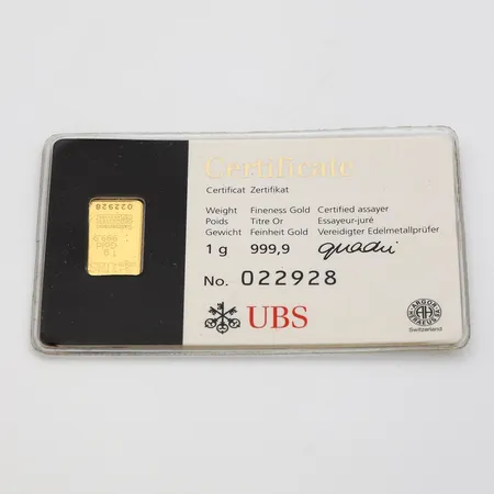 Kultaharkko UBS No. 022928, 999,  Paino: 1 g
