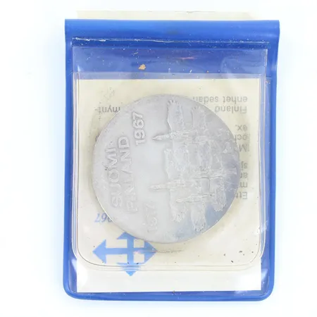 Juhlaraha, Suomen itsenäisyyden kunniaksi 1917-1967, nimellisarvo 10mk, 900,  Paino: 23,9 g