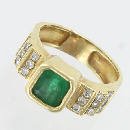 Kivisormus timanteilla 18xn.0.02ct, kivi kulunut, koko 18¾, 750br, Paino: 7 g