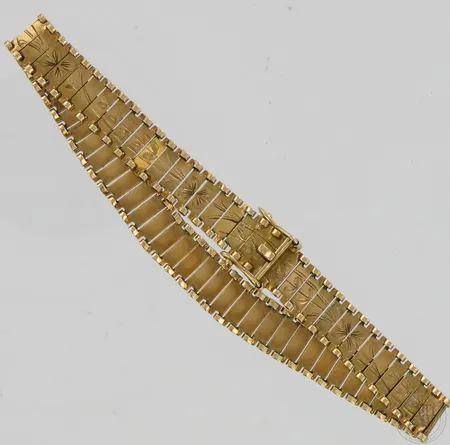 Ranneketju, pituus 190mm, leveys 8mm, valmistettu 1958, Turku, Auran Kultaseppät, 585,  Paino: 11,8 g
